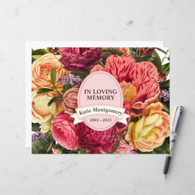 Flyer Mémorial Floral Aquarelle Clair (Devant/Arrière en situation)