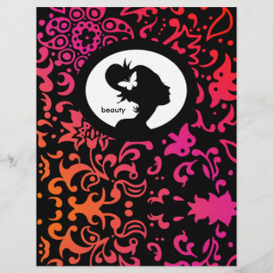 Flyer Salon Butterfly Woman Silhouette Colourful