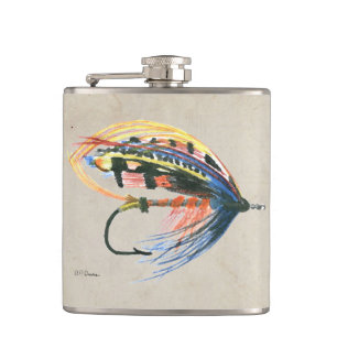 FlyFishing Lure Art Salmon Fly Lure Hip Flask