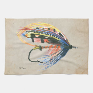 FlyFishing Lure Art Salmon Fly Lure Kitchen Towel