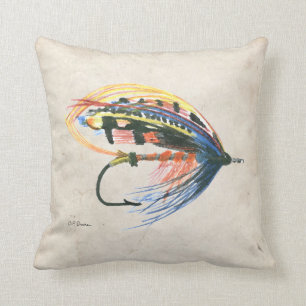 FlyFishing Lure Art Salmon Fly Lure Throw Pillow