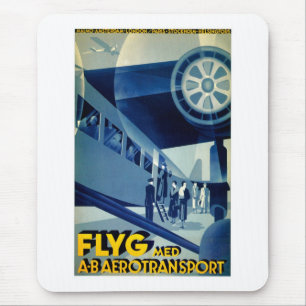 Flyg A-B Aero Transport Vintage Travel Ad Mouse Pad
