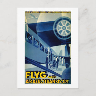 Flyg A-B Aero Transport Vintage Travel Ad Postcard