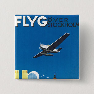 Flyg Over Stockholm 2 Inch Square Button