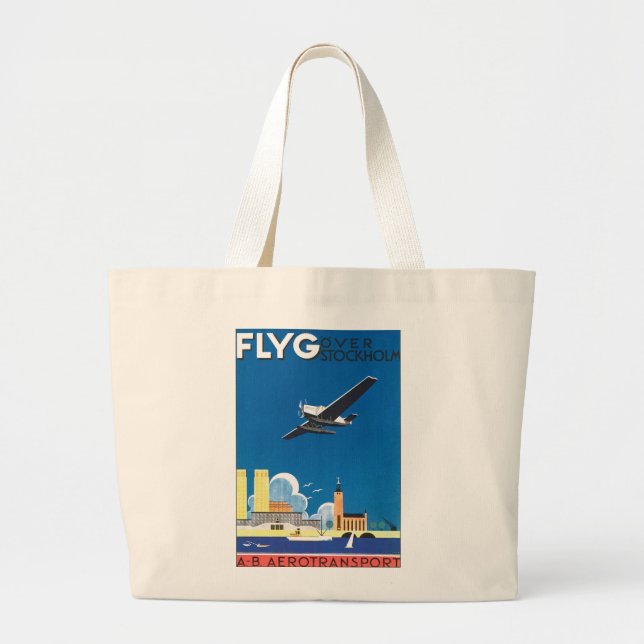 Flyg Over Stockholm Large Tote Bag (Front)