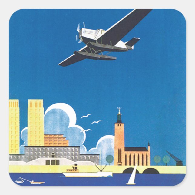 Flyg Over Stockholm Square Sticker (Front)