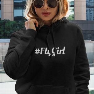 #FlyGirl Typography Simple, Modern Travel Custom Hoodie