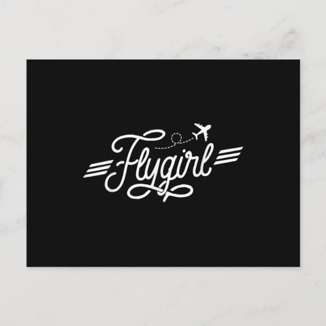 Flygirl Vintage Aviation Pilot Flight Attendant Postcard (Front)