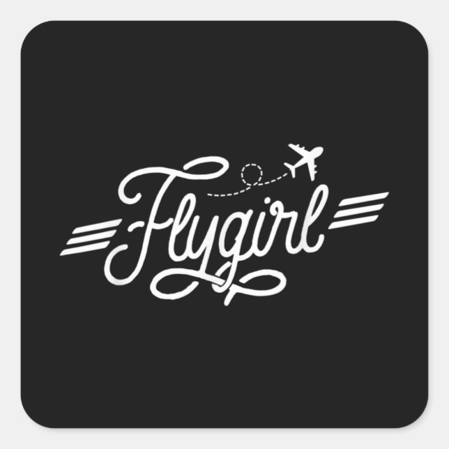 Flygirl Vintage Aviation Pilot Flight Attendant Square Sticker (Front)