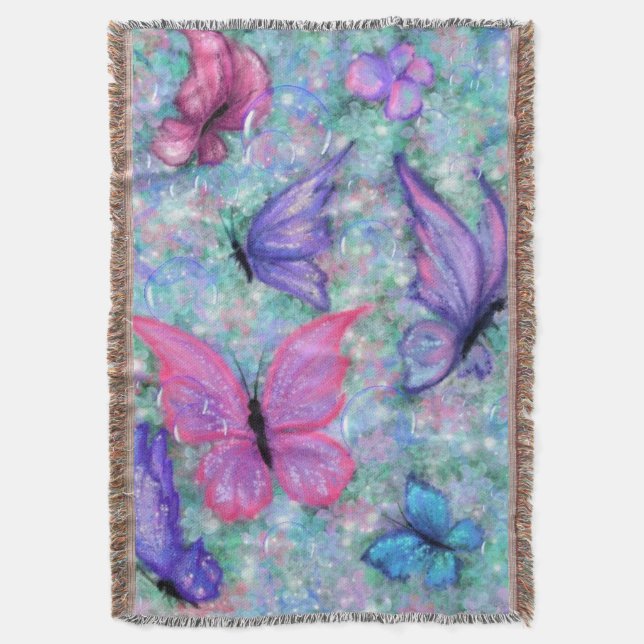 Flyin Butterflies Throw Blanket (Front Vertical)