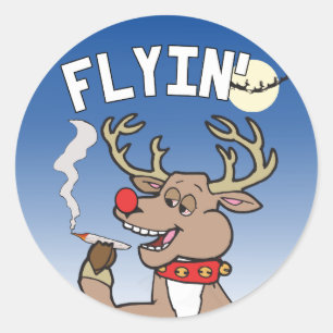 Flyin' Rudolph Classic Round Sticker