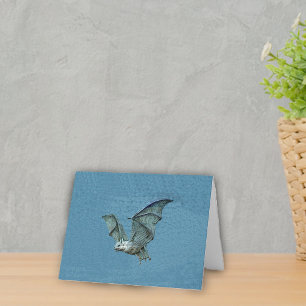 Flying 3D Blue Bat Card