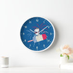 Flying Ace Snoopy on Ice Pop Clock<br><div class="desc">Peanuts 4th of July | Check out Flying Ace Snoopy on a red, white, and blue ice pop, riding past fireworks in the sky!</div>
