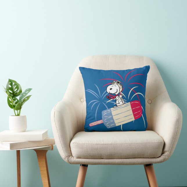Flying Ace Snoopy on Ice Pop Throw Pillow (Chair)