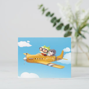 Flying Adventure with Dog Announcement Postcard