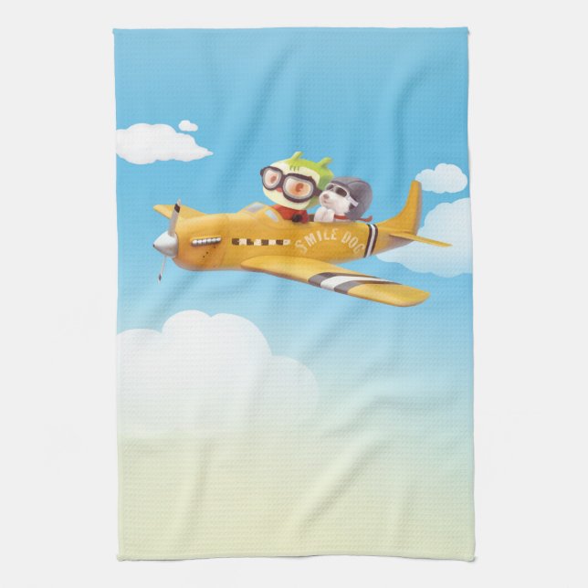 Flying Adventure with Dog Kitchen Towel (Vertical)