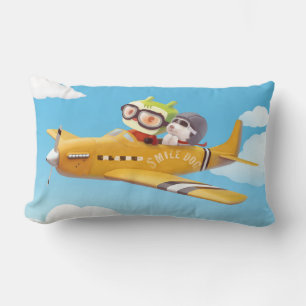 Flying Adventure with Dog Lumbar Pillow