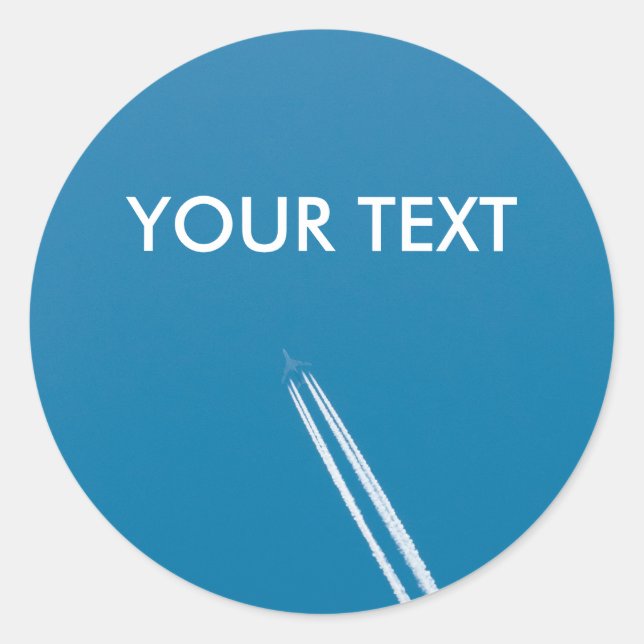 Flying airplane classic round sticker (Front)