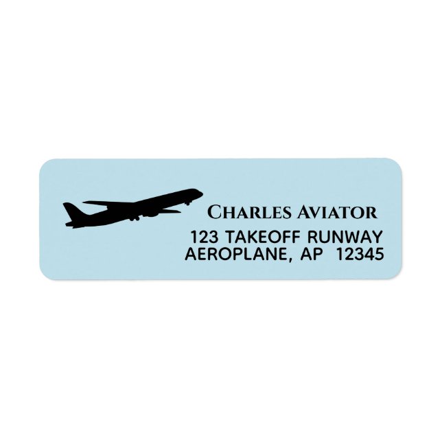 Flying Airplane Return Address Label Pilot Aviator (Front)