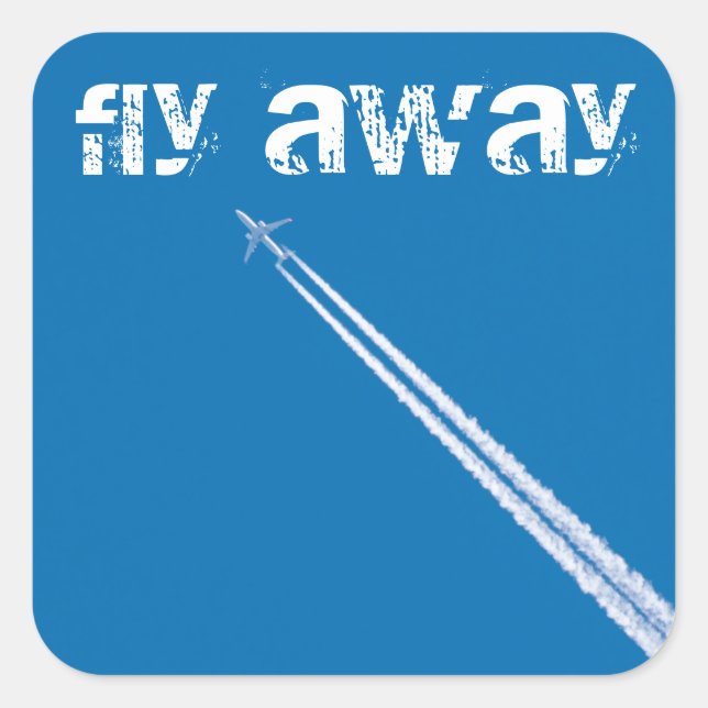 Flying airplane square sticker (Front)