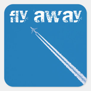 Flying airplane square sticker
