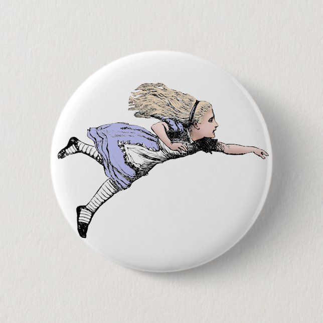 Flying Alice in Wonderland Looking Glass 2 Inch Round Button (Front)