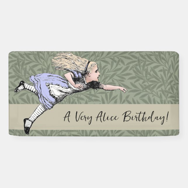 Flying Alice in Wonderland Looking Glass Banner (Horizontal)