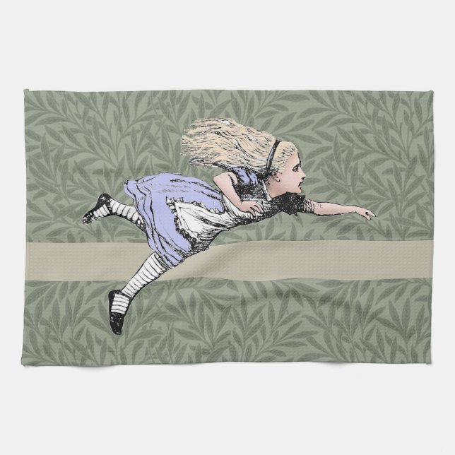 Flying Alice in Wonderland Looking Glass Kitchen Towel (Horizontal)
