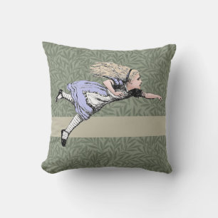 Flying Alice in Wonderland Looking Glass Throw Pillow