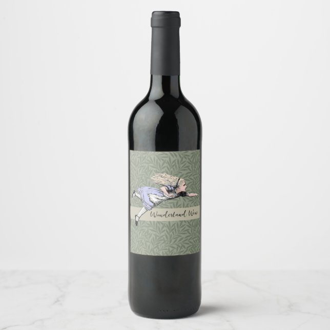 Flying Alice in Wonderland Looking Glass Wine Label (Front)