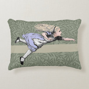 Flying Alice Wonderland Adventure Vintage Tenniel Accent Pillow