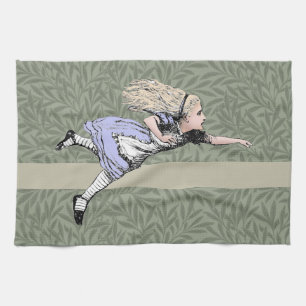 Flying Alice Wonderland Adventure Vintage Tenniel Kitchen Towel