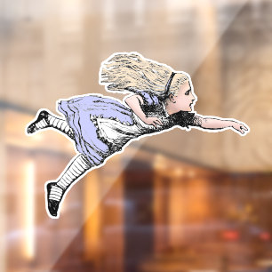 Flying Alice Wonderland Adventure Vintage Tenniel Window Cling