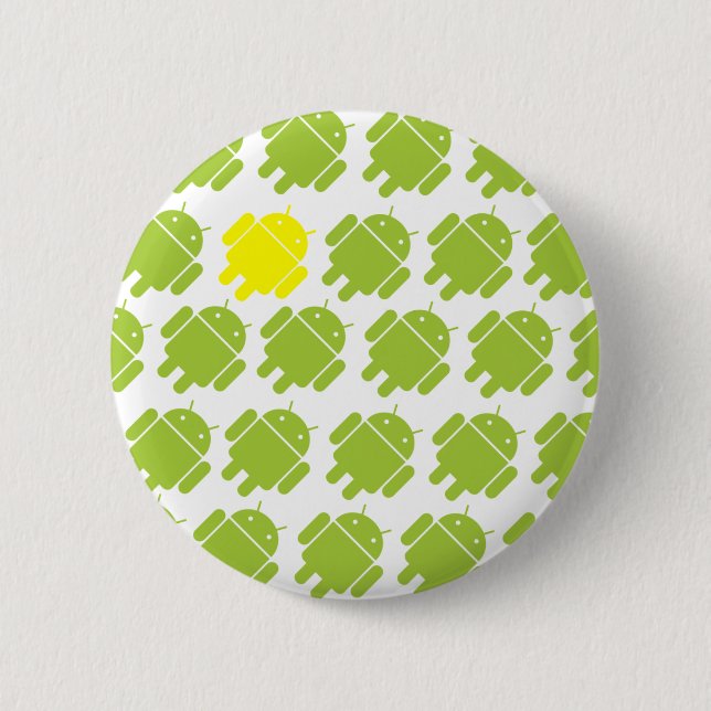 Flying Android Yellow 2 Inch Round Button (Front)
