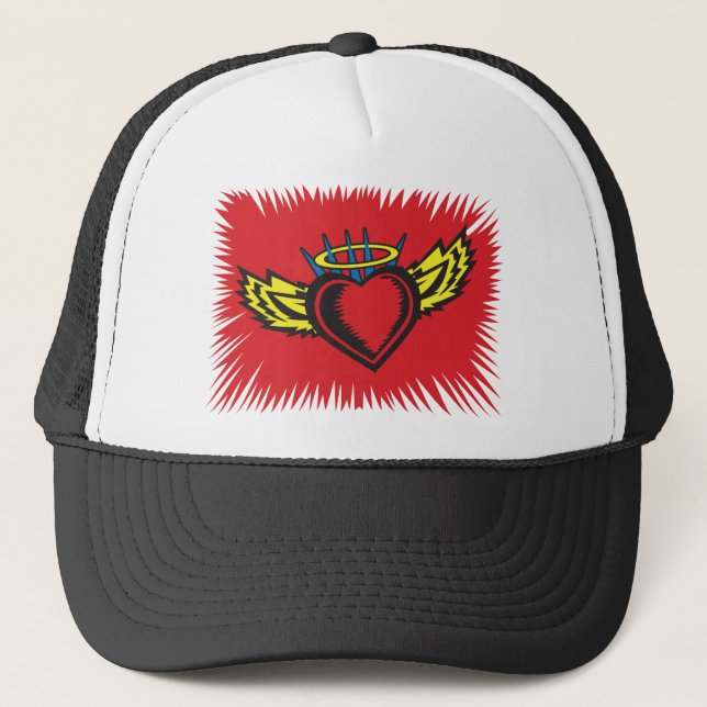 Flying Angel Heart Tattoo Trucker Hat (Front)
