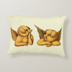 Flying Angel Pigs with wings Fantasy Animals Art  Accent Pillow