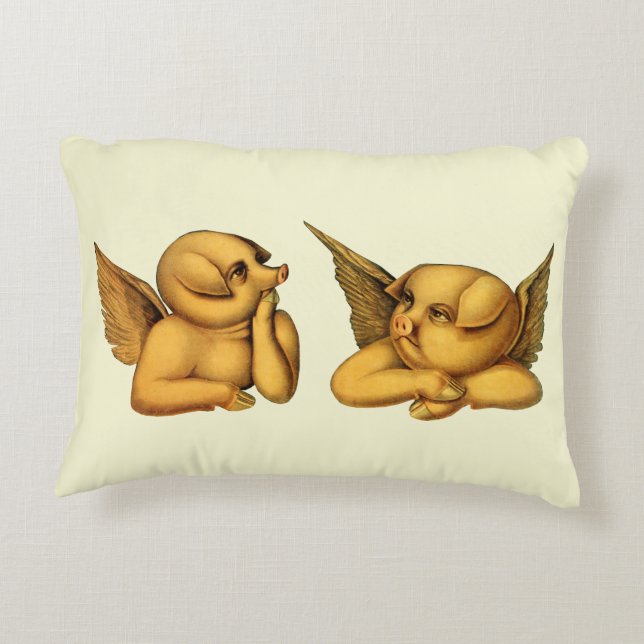 Flying Angel Pigs with wings Fantasy Animals Art  Accent Pillow (Back)