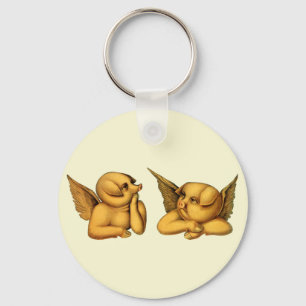 Flying Angel Pigs with wings Fantasy Animals Art Keychain