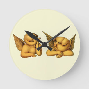 Flying Angel Pigs with wings Fantasy Animals Art   Round Clock