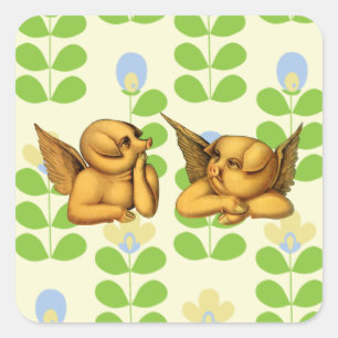 Flying Angel Pigs with wings Fantasy Animals Art  Square Sticker
