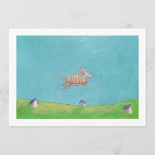 Flying Armadillo original painting fun art CUSTOM Invitation