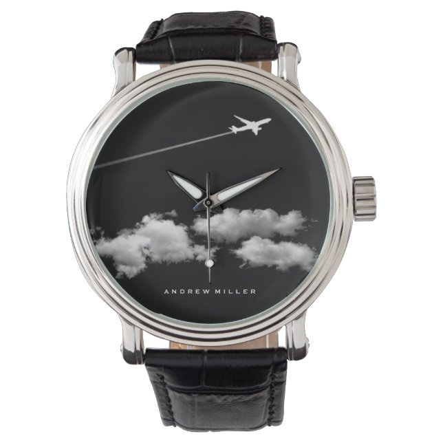 Flying Away/Jet Airplane/Personalized Pilot Watch (Front)