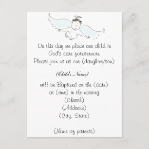 Flying Baby Angel Baptism Invitation Postcard