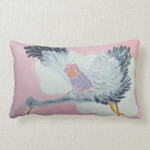 Flying Baby Girl and Stork Pillow