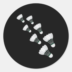 Flying Badminton Shuttles  Classic Round Sticker