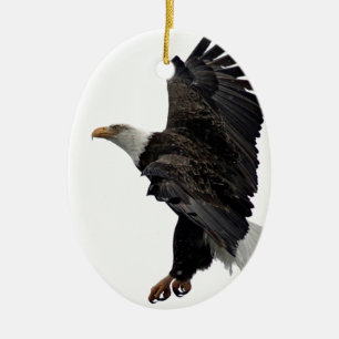 Flying Bald Eagle Ceramic Ornament
