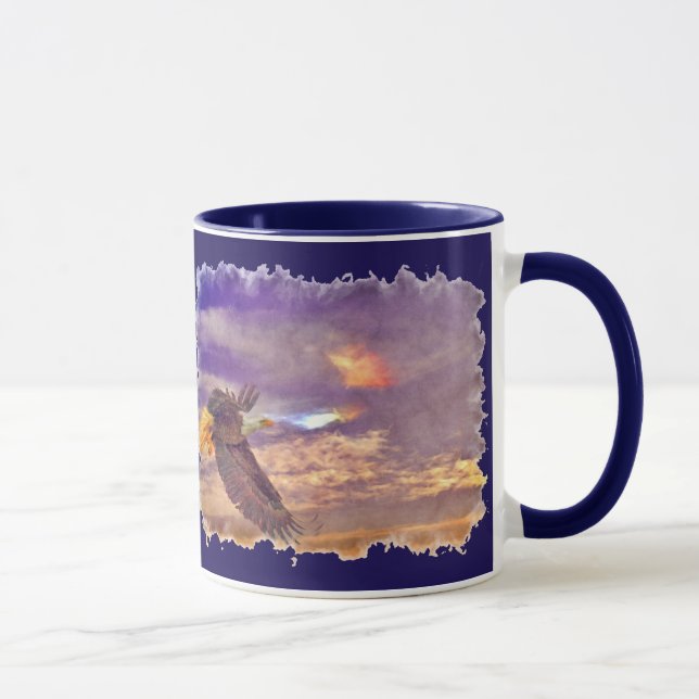 Flying Bald Eagle & Crepuscular Sky Wildlife Art Mug (Right)