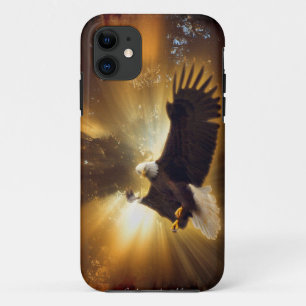 Flying Bald Eagle & Forest Sunburst iPhone 5 Coque
