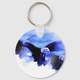 Flying Bald Eagle Keychain
