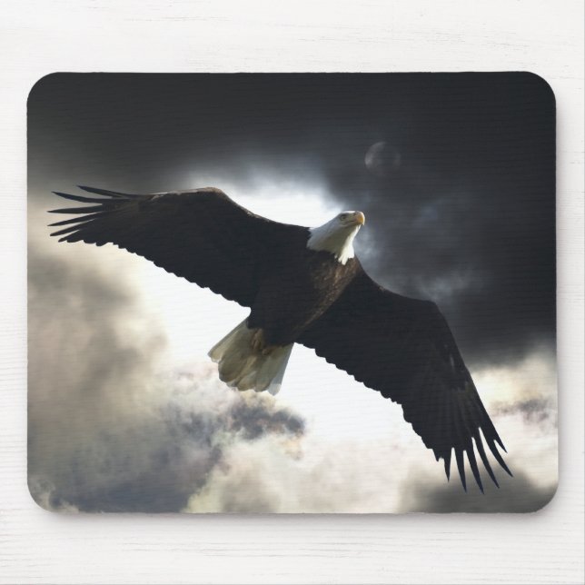 Flying Bald Eagle & Storm Clouds Photo Mouse Pad (Front)